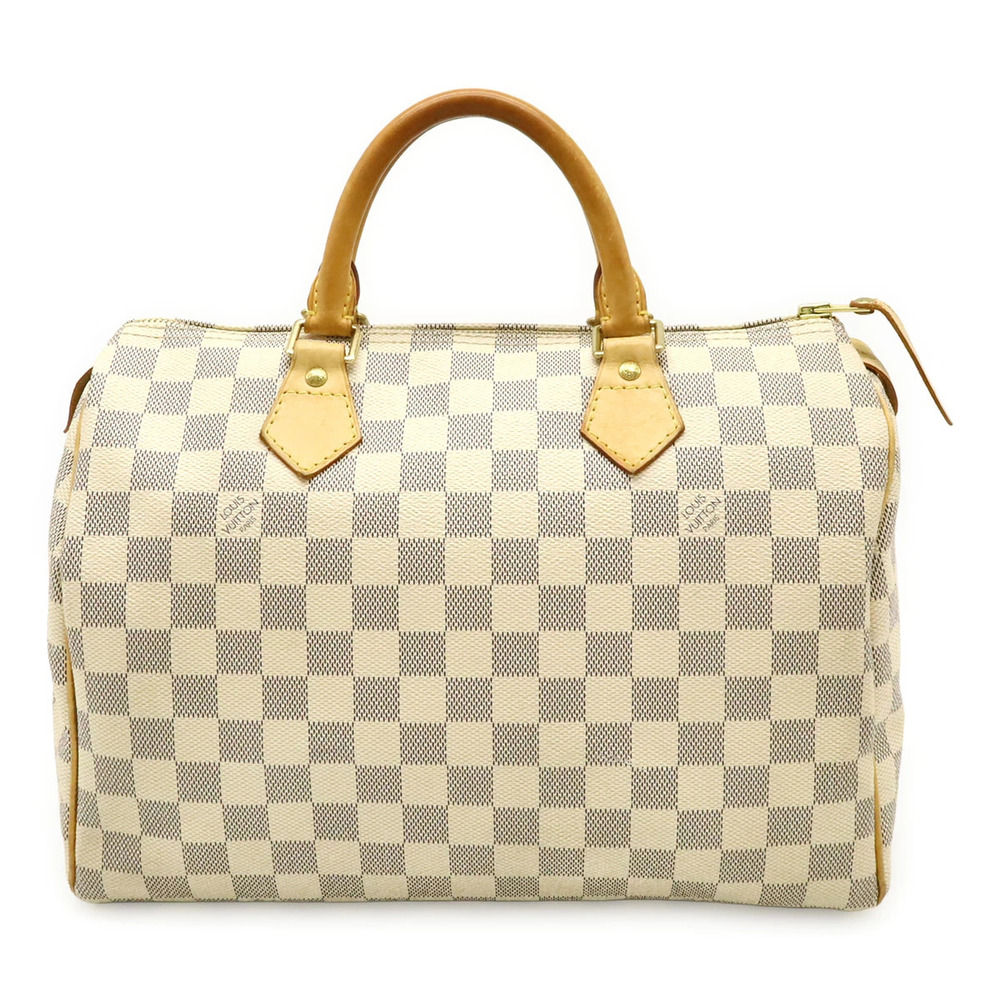 LOUIS VUITTON Damier Azur White Speedy Handbag Boston Bag